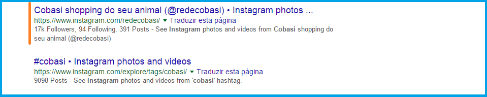 pesquisa no gogle Instagram Cobasi